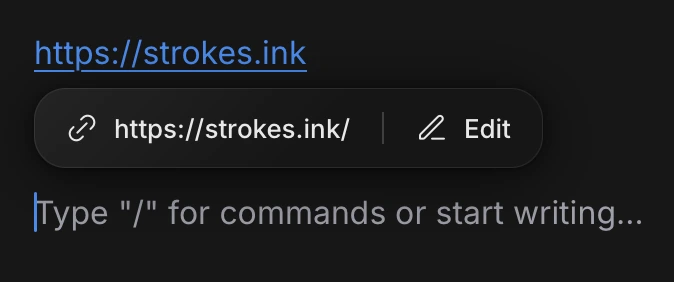 A link in the editor with a small popover showing its address and an Edit button